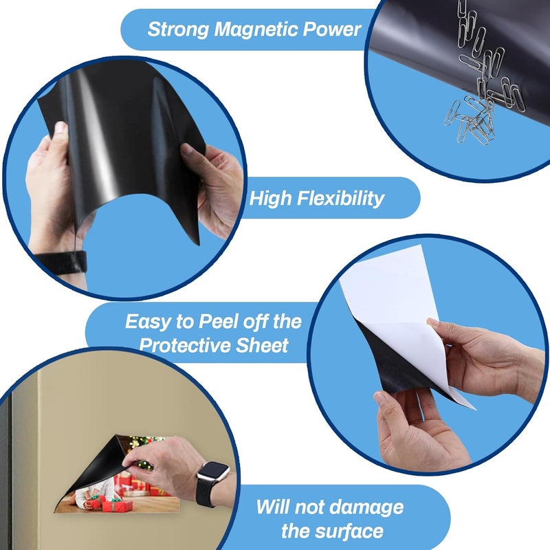 TZSTARJIMAG Magnetic Sheets with Adhesive Backing,8.5" x 11"(Pack of 16),30 mil Thick Cuttable Flexible Magnet Sheets for DIY Crafts,Photos and Stickers,Magnetic Paper with Strong Self Adhesive - Image 4